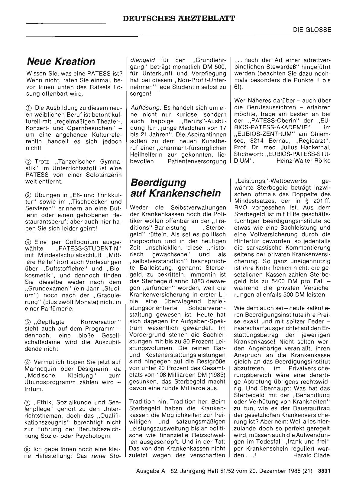 Vorschauseite 1: Beerdigung auf Krankenschein