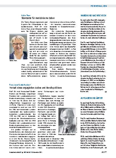 Vorschauseite 1: Franz-Josef Große-Ruyken †: Verlust eines engagierten Arztes und Berufspolitikers