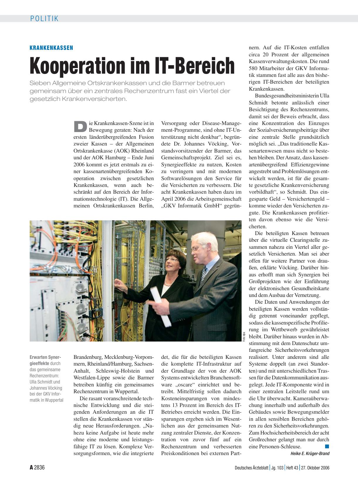 Vorschauseite 1: Krankenkassen: Kooperation im IT-Bereich