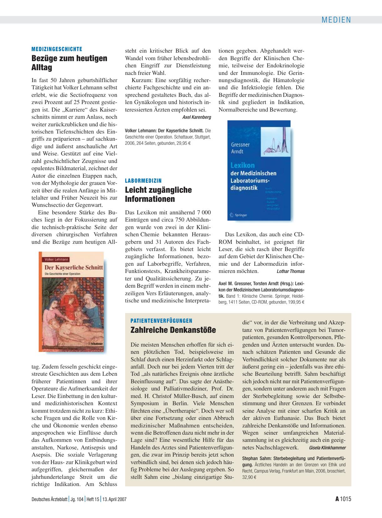 Vorschauseite 1: Lexikon der Medizinischen Laboratoriumsdiagnostik. Band 1: Klinische Chemie