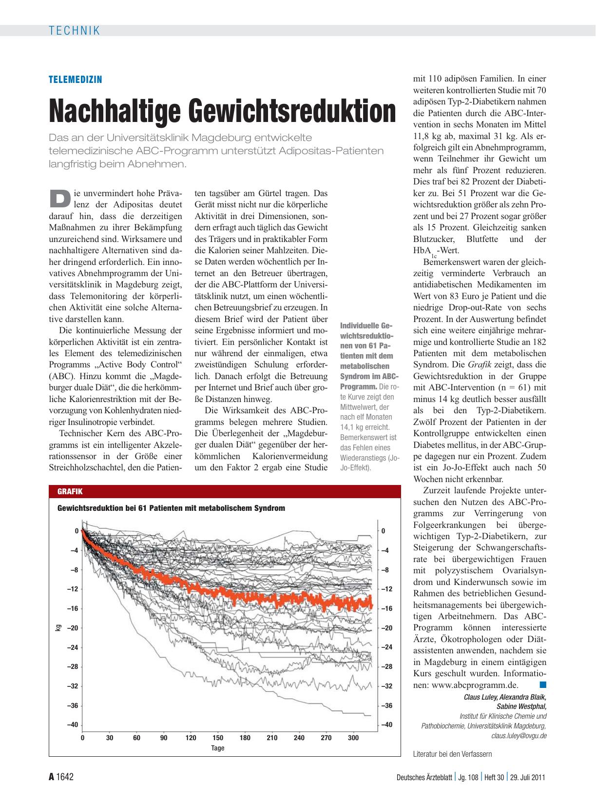 Vorschauseite 1: Telemedizin: Nachhaltige Gewichtsreduktion