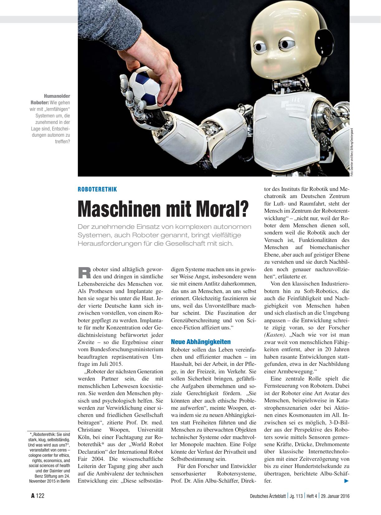 Vorschauseite 1: Roboterethik: Maschinen mit Moral?