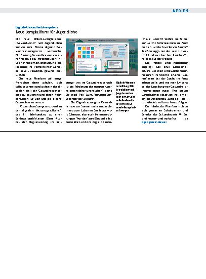 Vorschauseite 1: Digitale Gesundheitskompetenz: Neue Lernplattform für Jugendliche