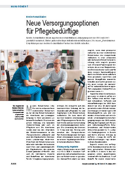 Vorschauseite 1: Mobile Rehabilitation: Neue Versorgungsoptionen für Pflegebedürftige