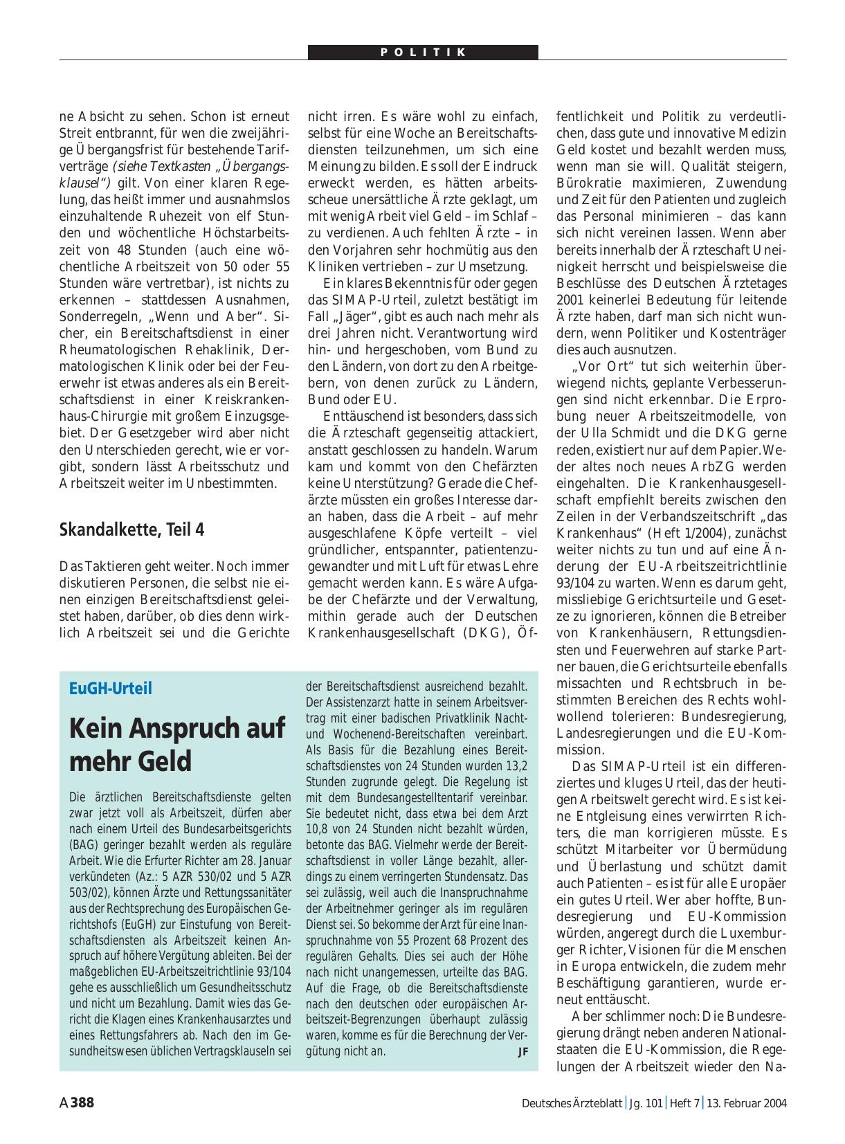 Vorschauseite 1: EuGH-Urteil: Kein Anspruch auf mehr Geld