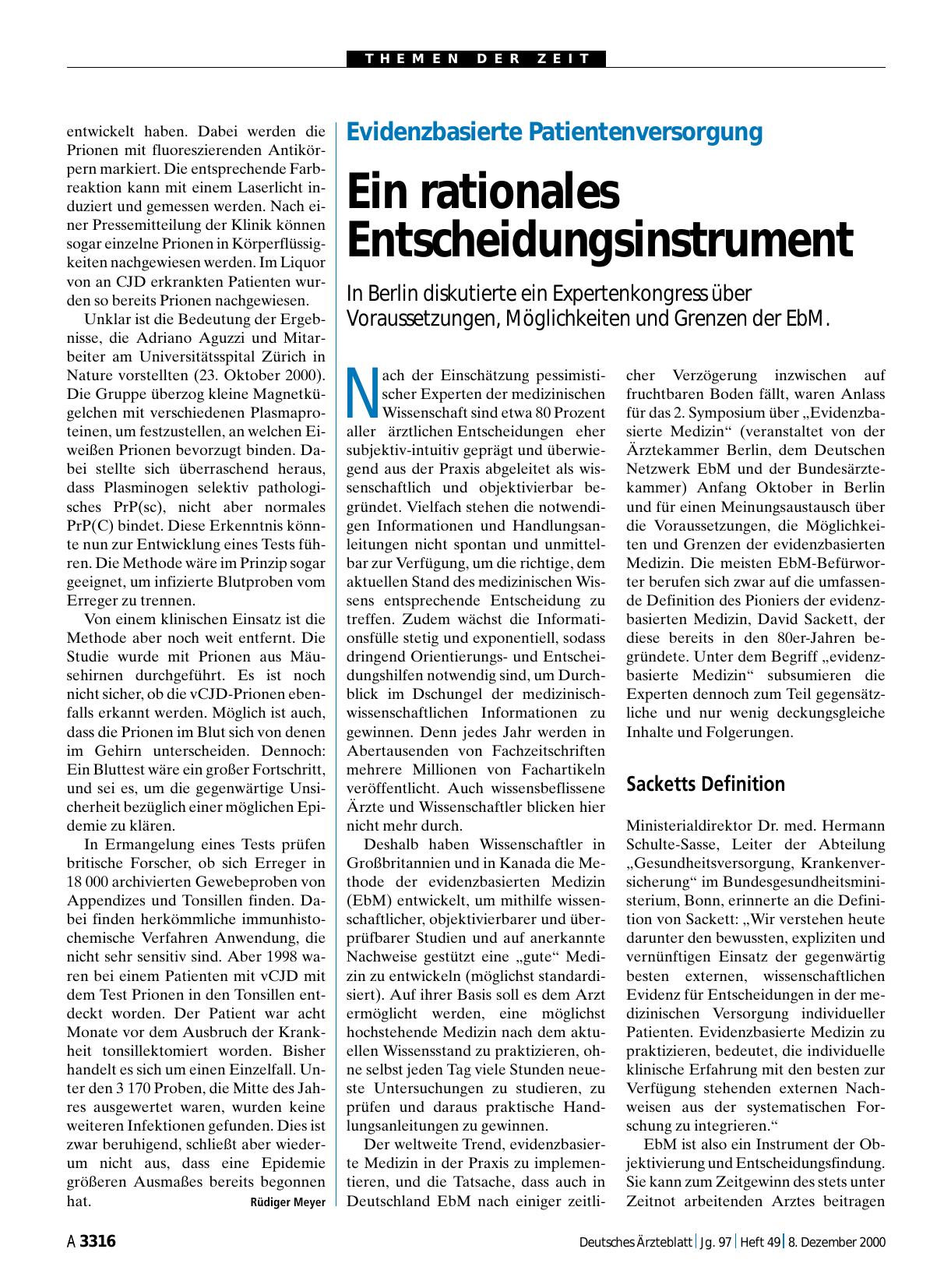 Vorschauseite 1: Evidenzbasierte Patientenversorgung: Ein rationales Entscheidungsinstrument