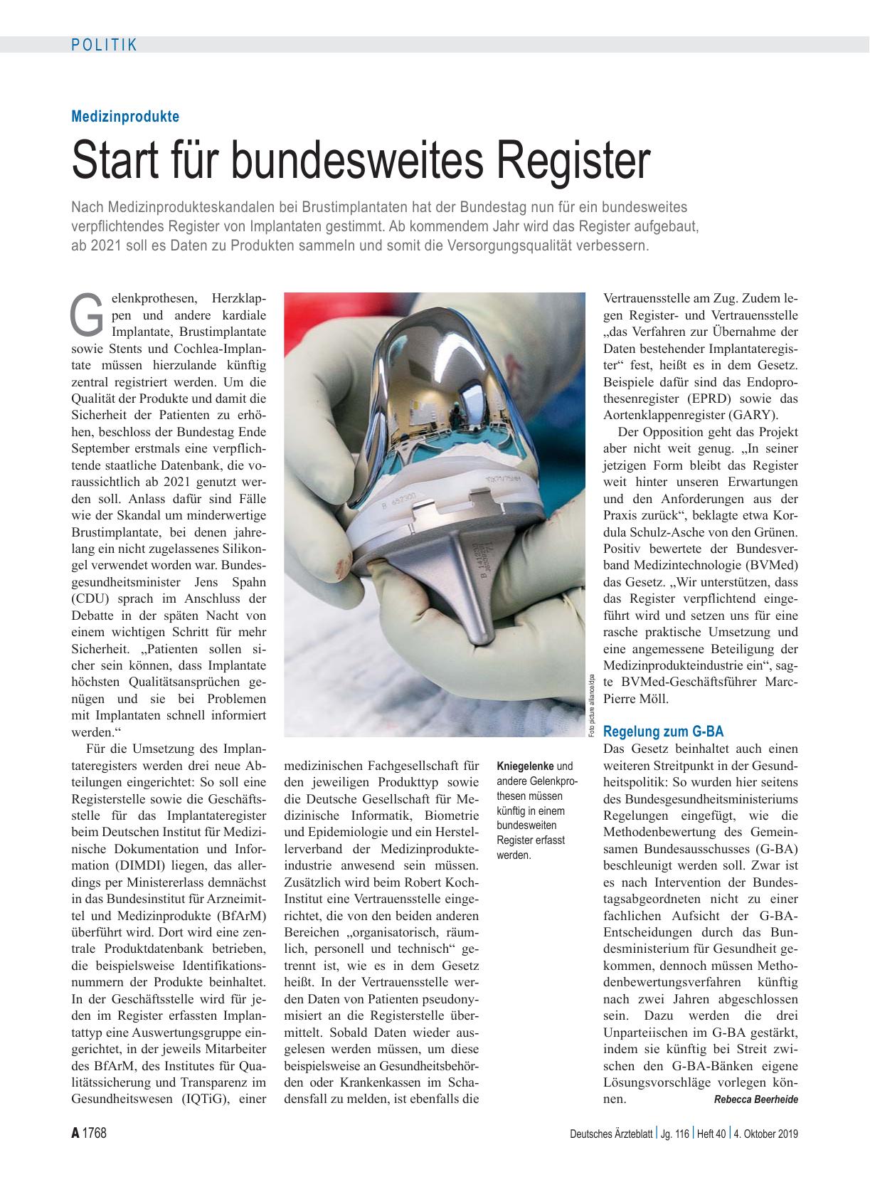 Vorschauseite 1: Medizinprodukte: Start für bundesweites Register