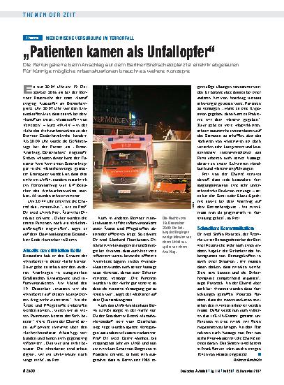 Vorschauseite 1: Medizinische Versorgung im Terrorfall: „Patienten kamen als Unfallopfer“