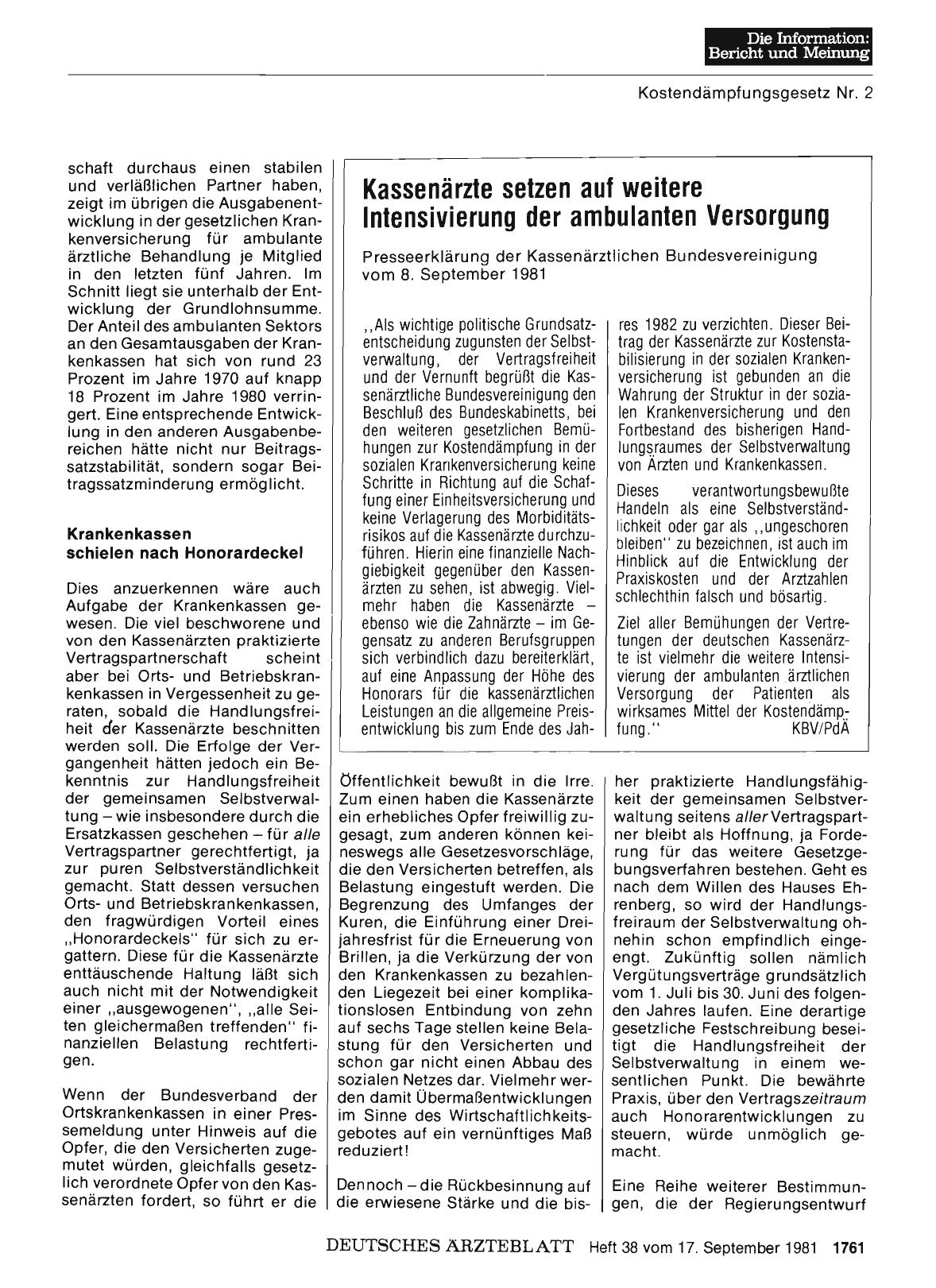 Vorschauseite 1: Kassenärzte setzen auf weitere Intensivierung der ambulanten Versorgung