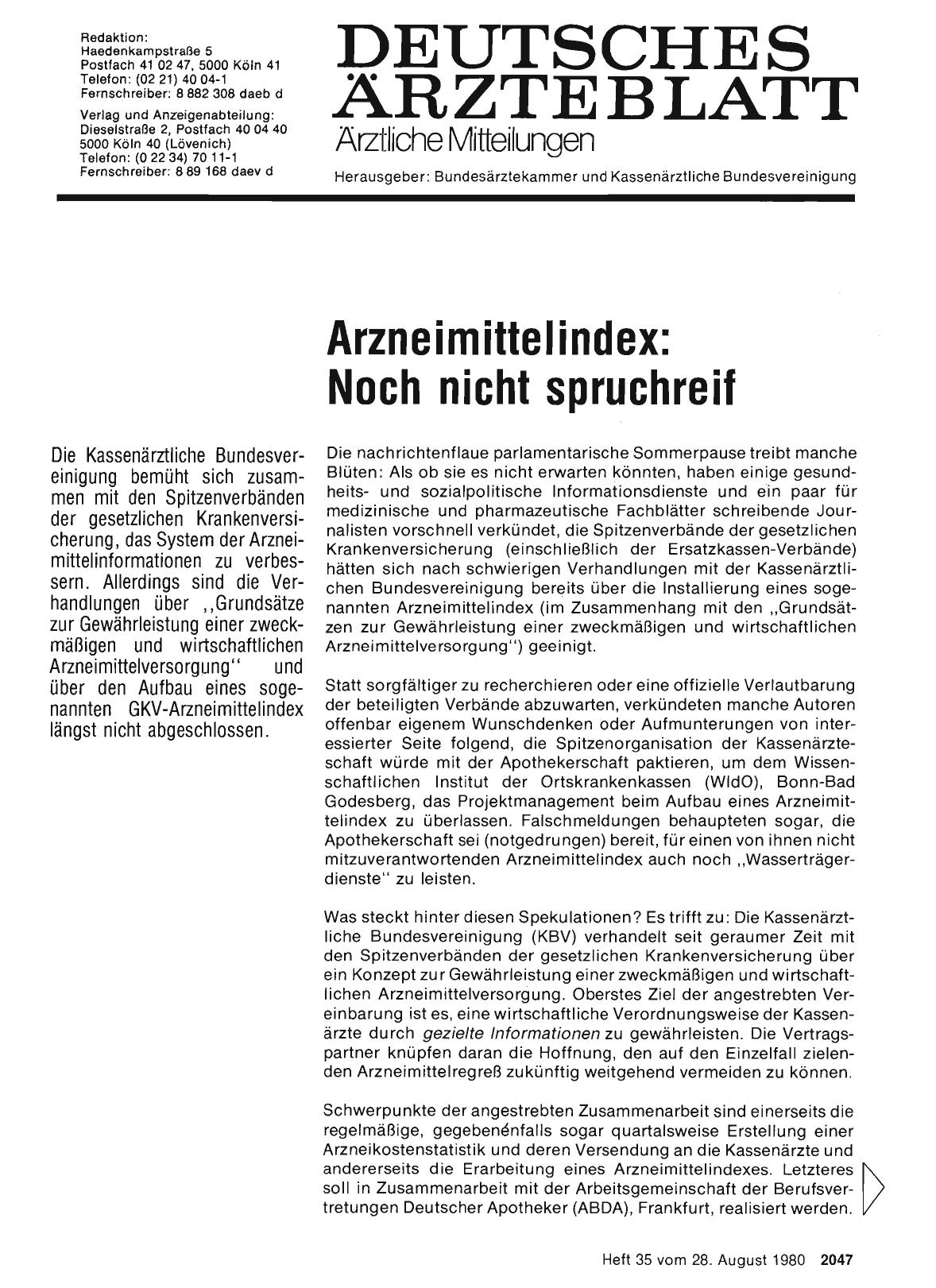Vorschauseite 1: Arzneimittelindex: Noch nicht spruchreif