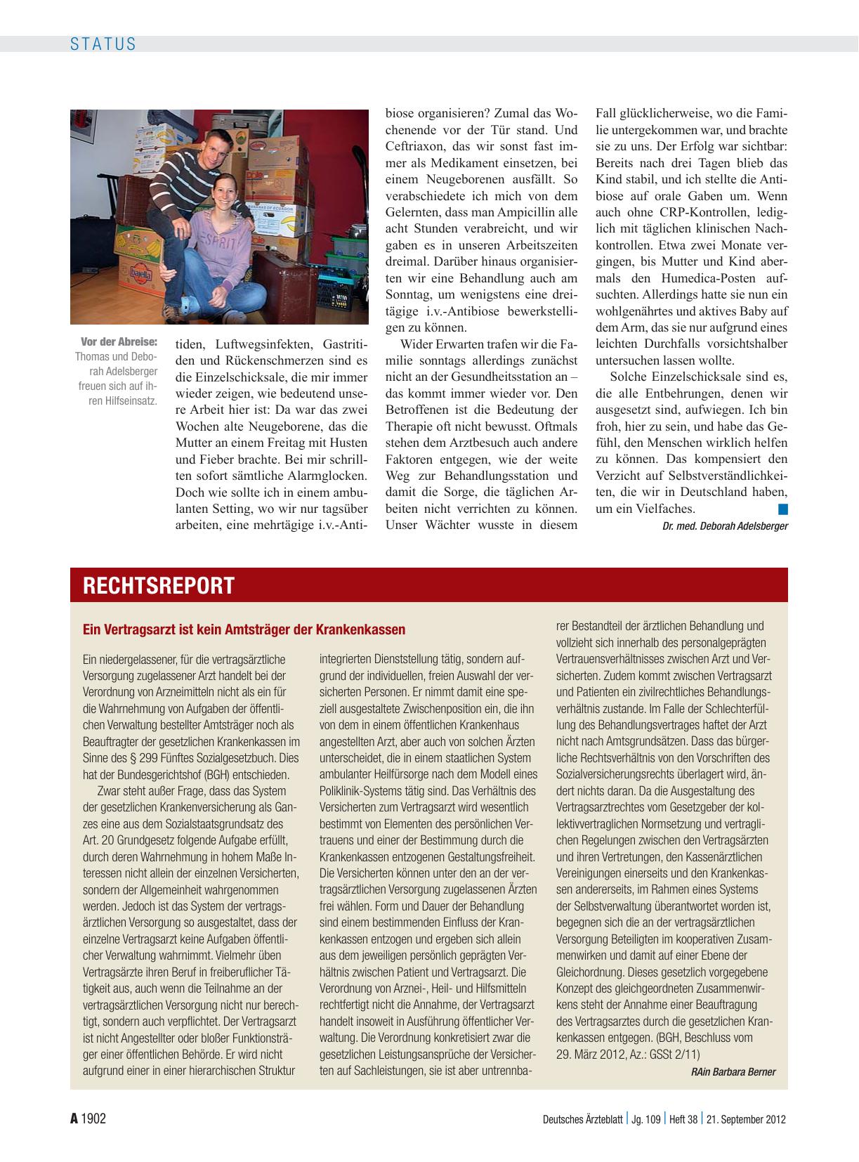 Vorschauseite 1: Ein Vertragsarzt ist kein Amtsträger der Krankenkassen