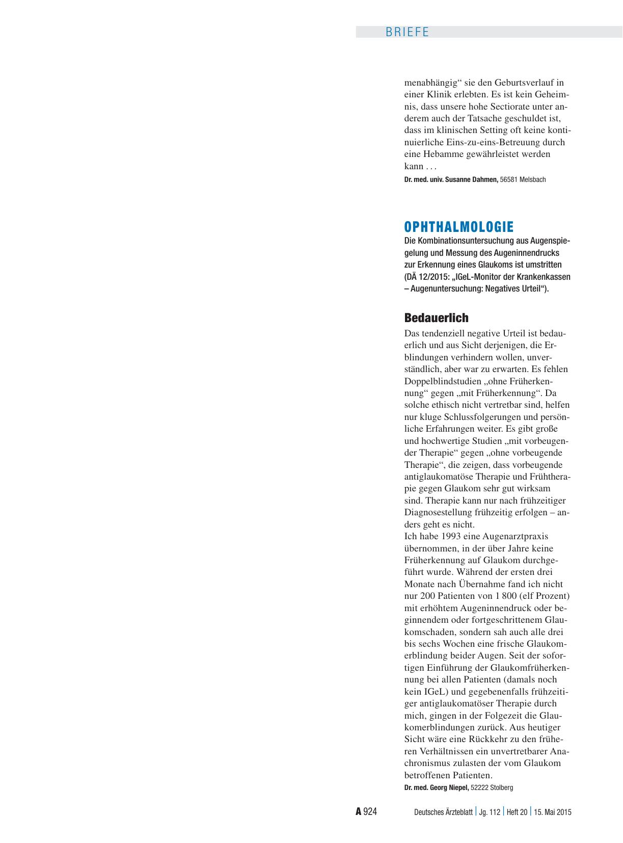 Vorschauseite 1: Ophthalmologie: Bedauerlich