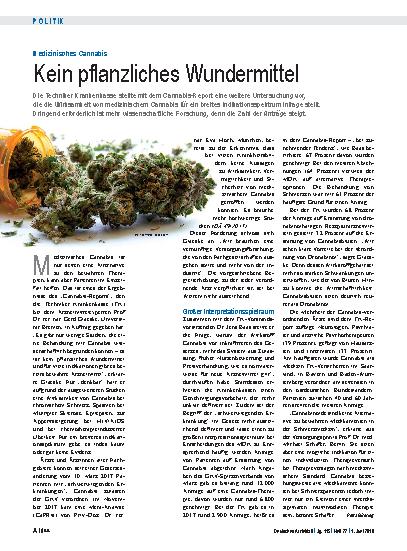 Vorschauseite 1: Medizinisches Cannabis: Kein pflanzliches Wundermittel