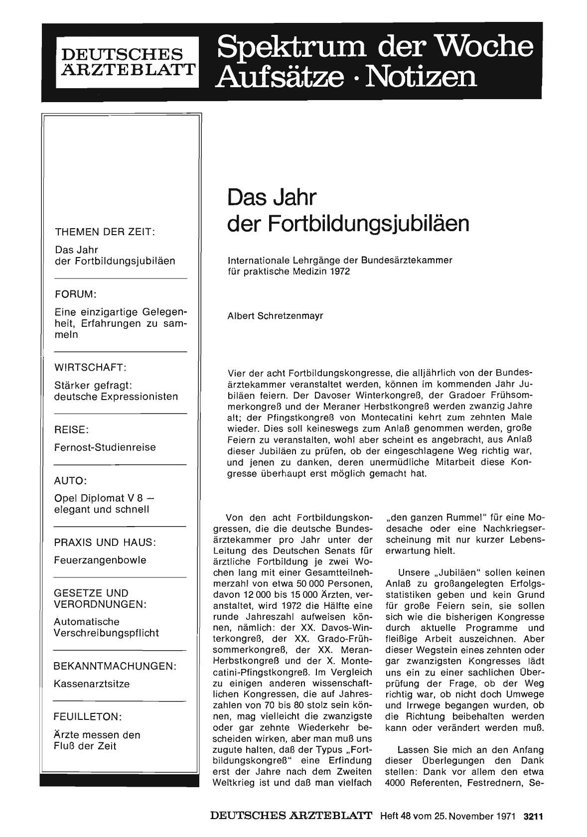 Vorschauseite 1: Das Jahr der Fortbildungsjubiläen