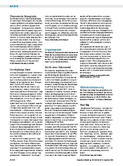 Vorschauseite 1: Organspende: Zeit für einen Kulturwandel