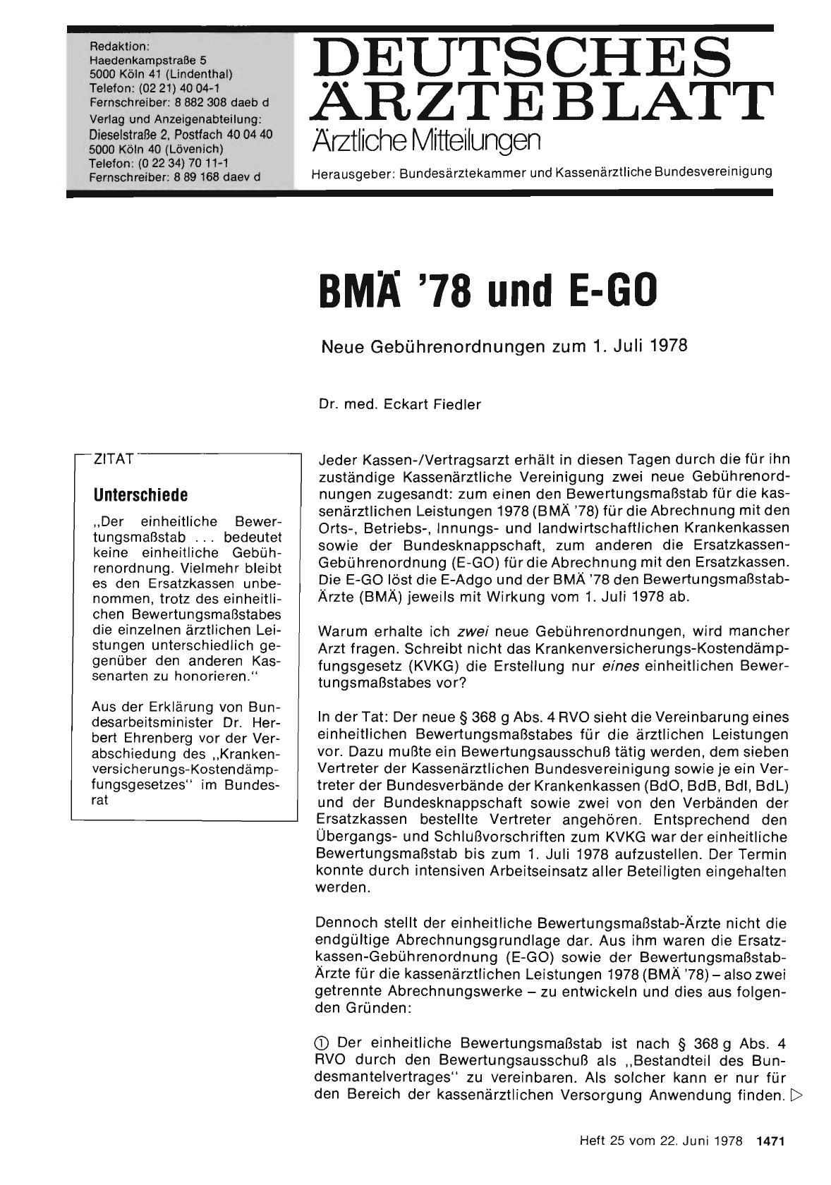 Vorschauseite 1: BKA '78 und E-GO