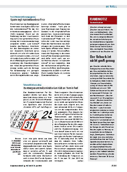 Vorschauseite 1: Versichertenentlastungsgesetz: Spahn legt Kabinettsentwurf vor