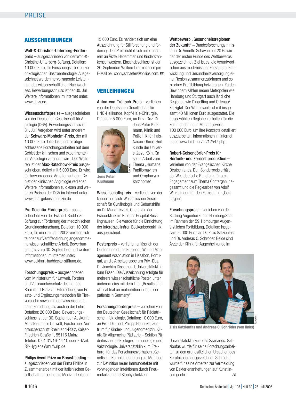Vorschauseite 1: Verleihungen