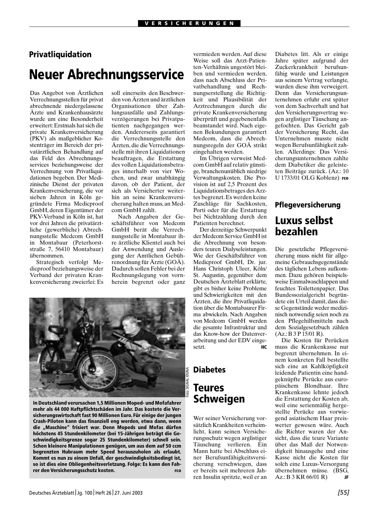 Vorschauseite 1: Privatliquidation: Neuer Abrechnungsservice