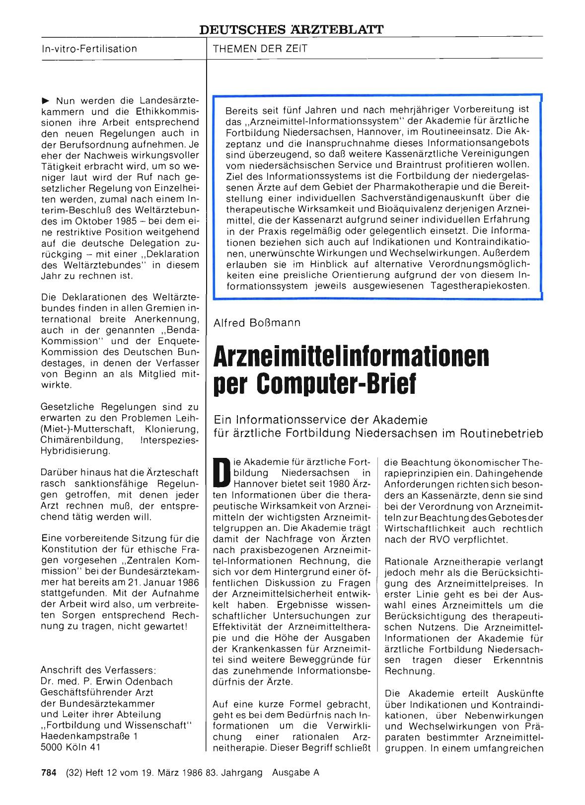 Vorschauseite 1: Arzneimittelinformationen per Computer-Brief