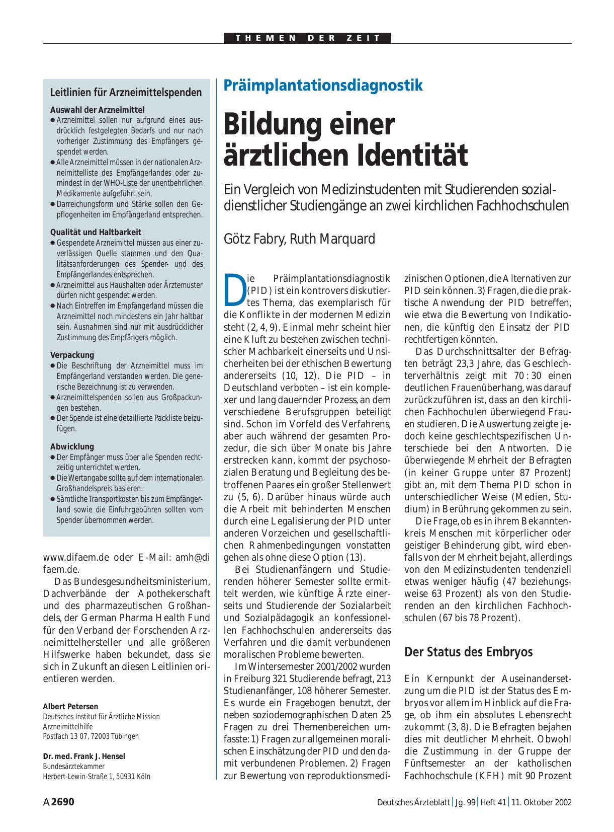 Vorschauseite 1: Präimplantationsdiagnostik: Bildung einer ärztlichen Identität