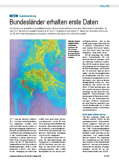 Vorschauseite 1: Qualitätssicherung: Bundesländer erhalten erste Daten