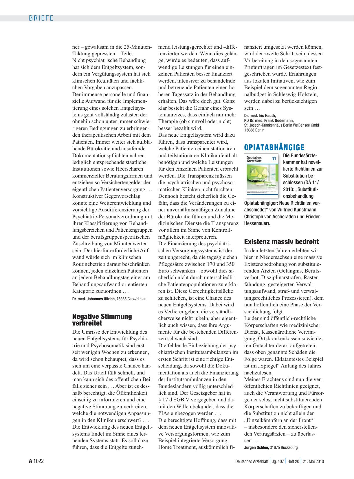 Vorschauseite 1: Psychiatrie: Negative Stimmung verbreitet