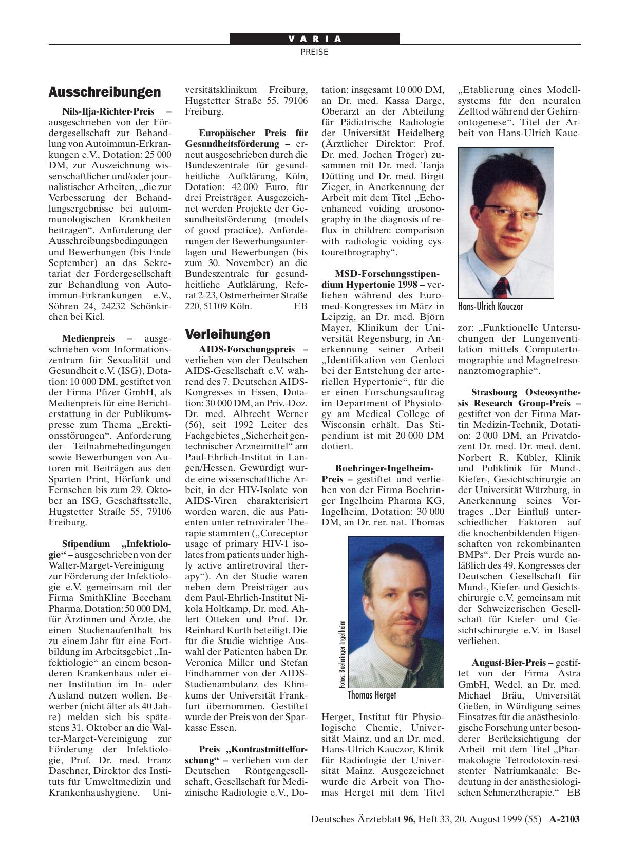 Vorschauseite 1: Ausschreibungen