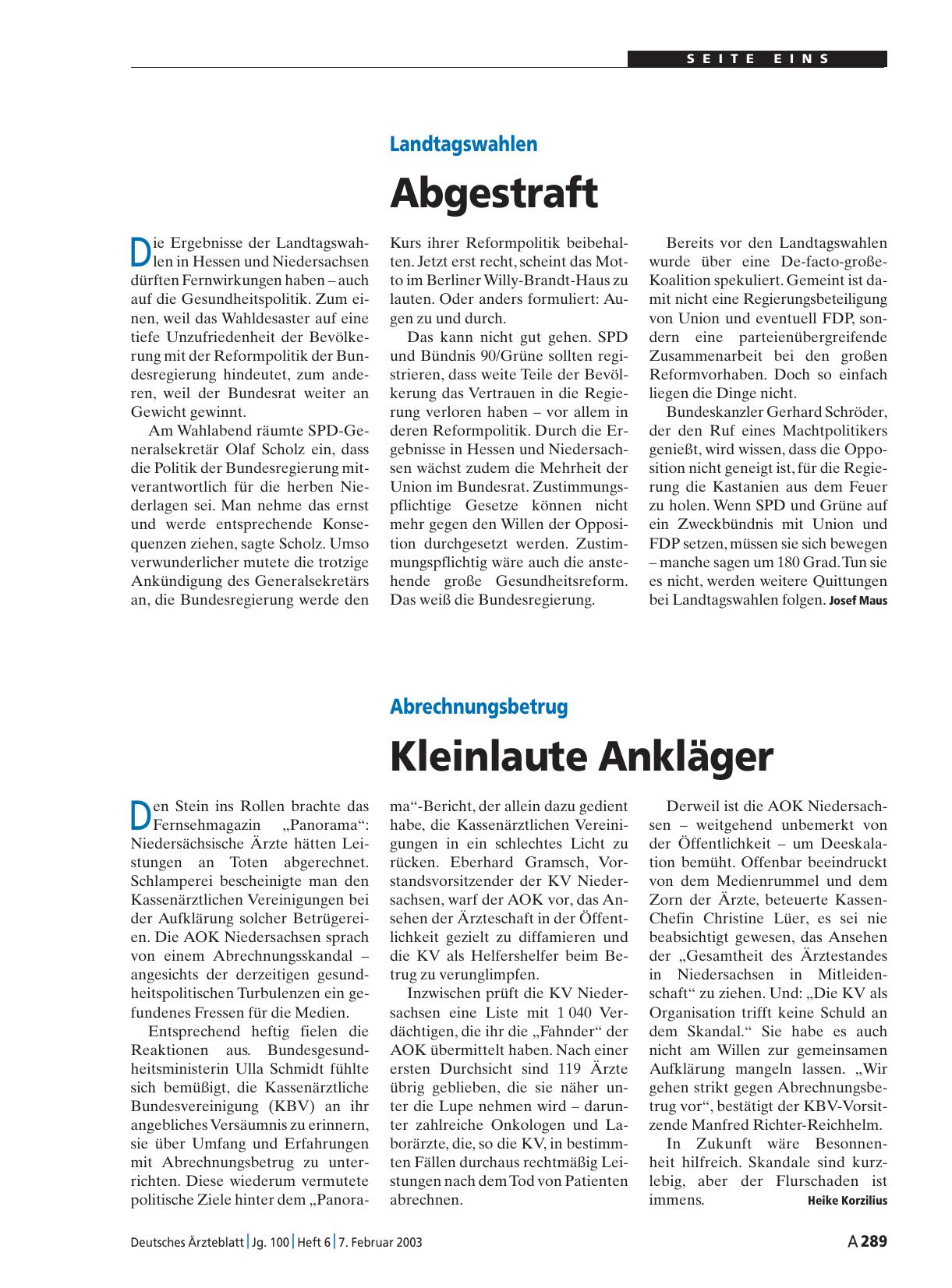 Vorschauseite 1: Landtagswahlen: Abgestraft