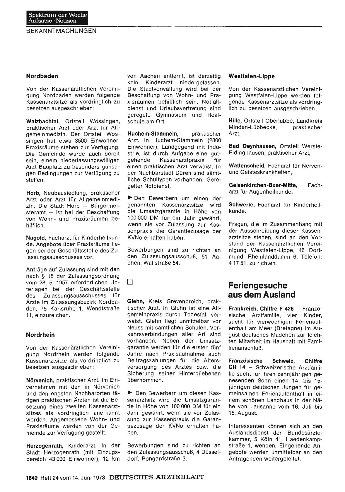 Vorschauseite 1: Feriengesuche aus dem Ausland