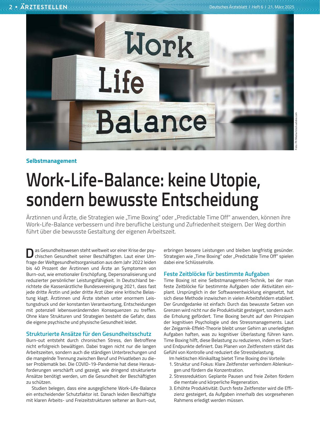 Vorschauseite 1: Selbstmanagement: Work-Life-Balance — keine Utopie, sondern bewusste Entscheidung
