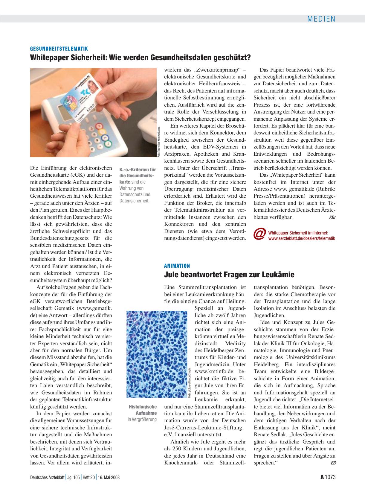 Vorschauseite 1: Gesundheitstelematik: Whitepaper Sicherheit: Wie werden Gesundheitsdaten geschützt?