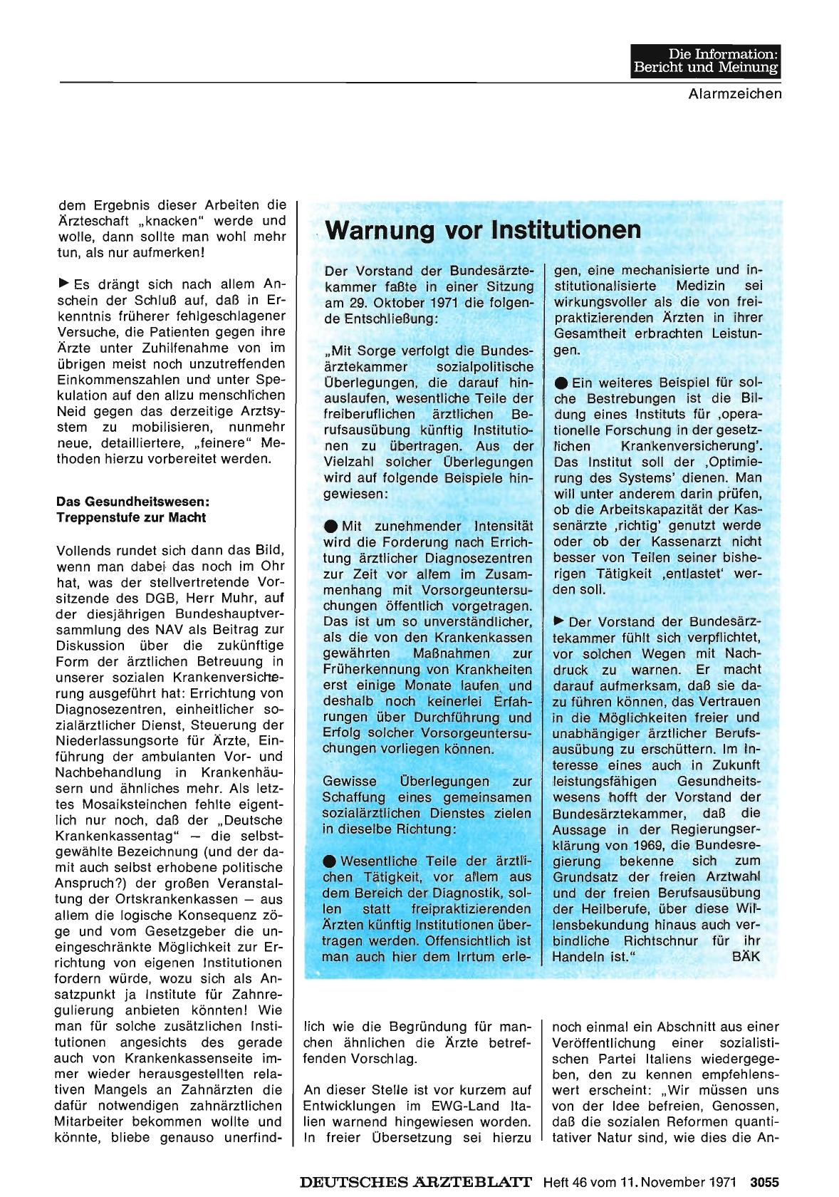 Vorschauseite 1: Warnung vor Institutionen