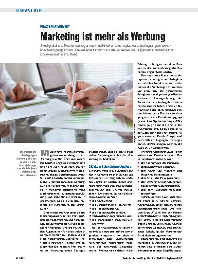 Vorschauseite 1: Praxismanagement: Marketing ist mehr als Werbung