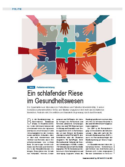 Vorschauseite 1: Patientenvertretung: Ein schlafender Riese im Gesundheitswesen