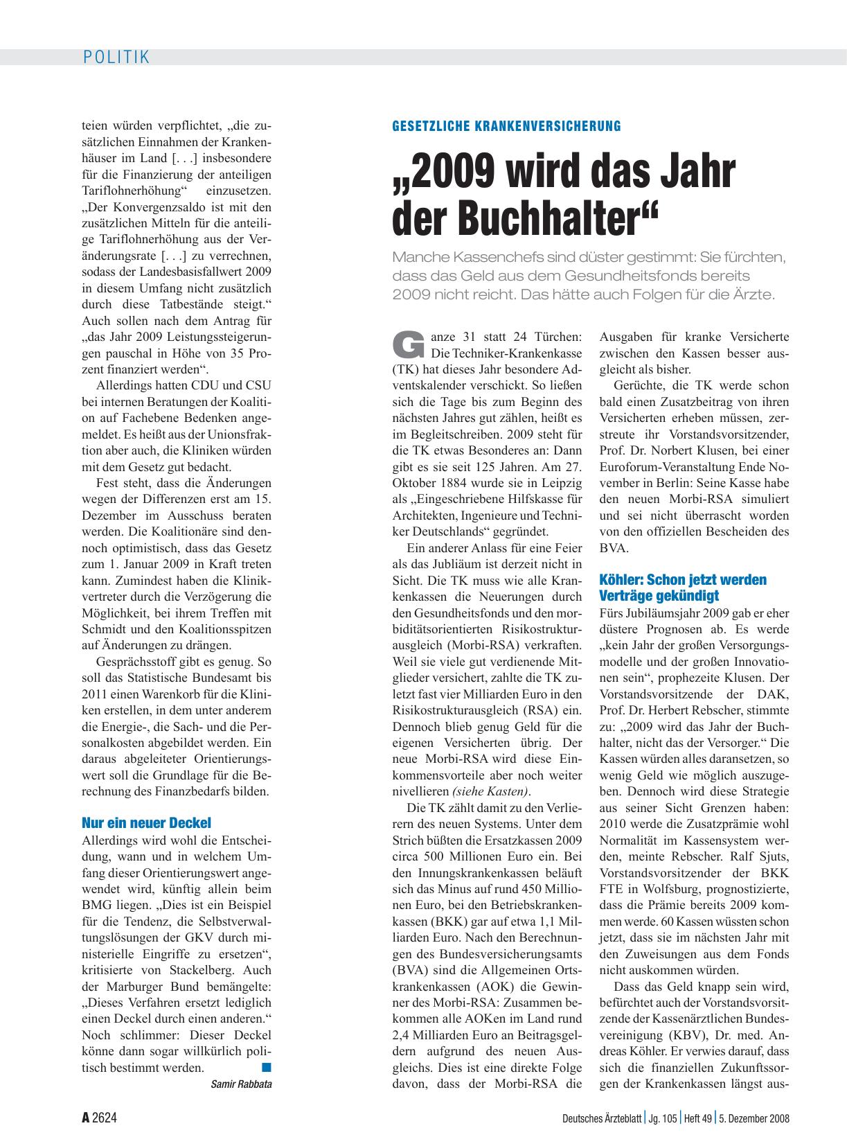 Vorschauseite 1: Gesetzliche Krankenversicherung: „2009 wird das Jahr der Buchhalter“
