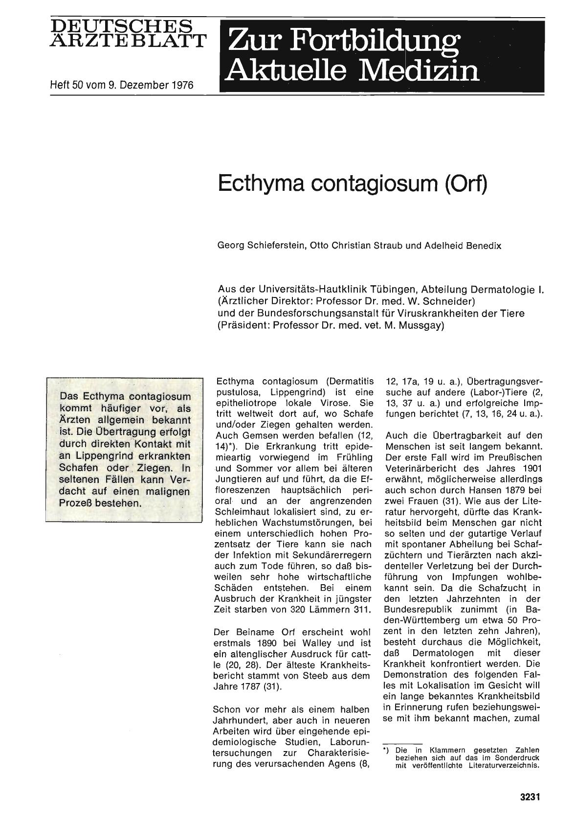 Vorschauseite 1: Ecthyma contagiosum (Orf)