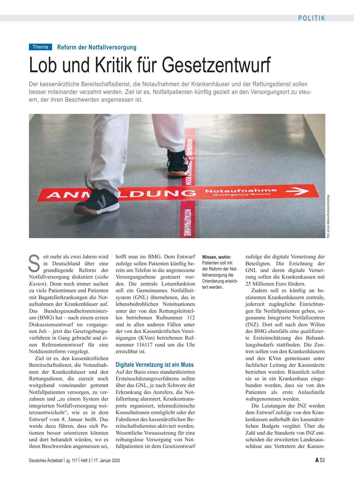 Vorschauseite 1: Reform der Notfallversorgung: Lob und Kritik für Gesetzentwurf