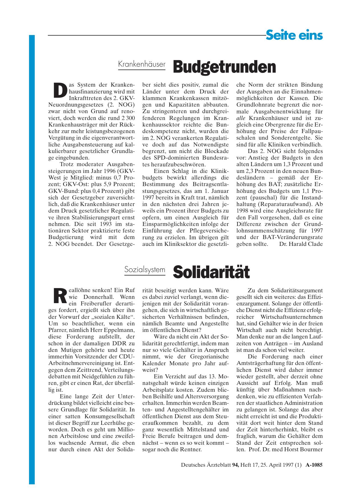 Vorschauseite 1: Krankenhäuser: Budgetrunden