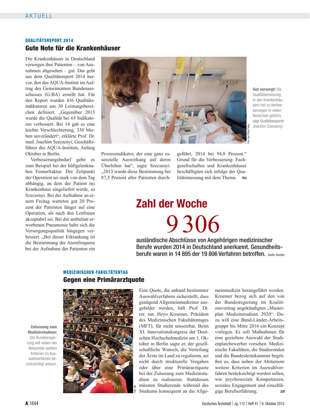 Vorschauseite 1: Medizinischer Fakultätentag: Gegen eine Primärarztquote