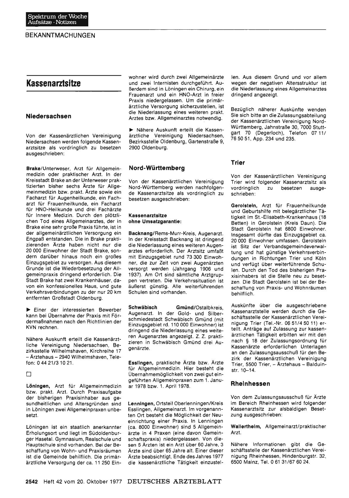 Vorschauseite 1: Kassenarztsitze