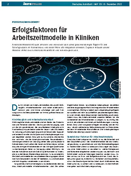 Vorschauseite 1: Personalmanagement: Erfolgsfaktoren für Arbeitszeitmodelle in Kliniken