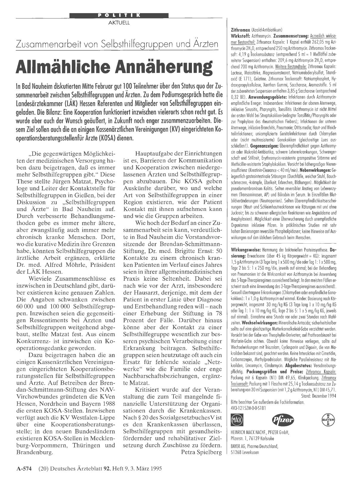 Vorschauseite 1: Zusammenarbeit von Selbsthilfegruppen und Ärzten: Allmähliche Annäherung
