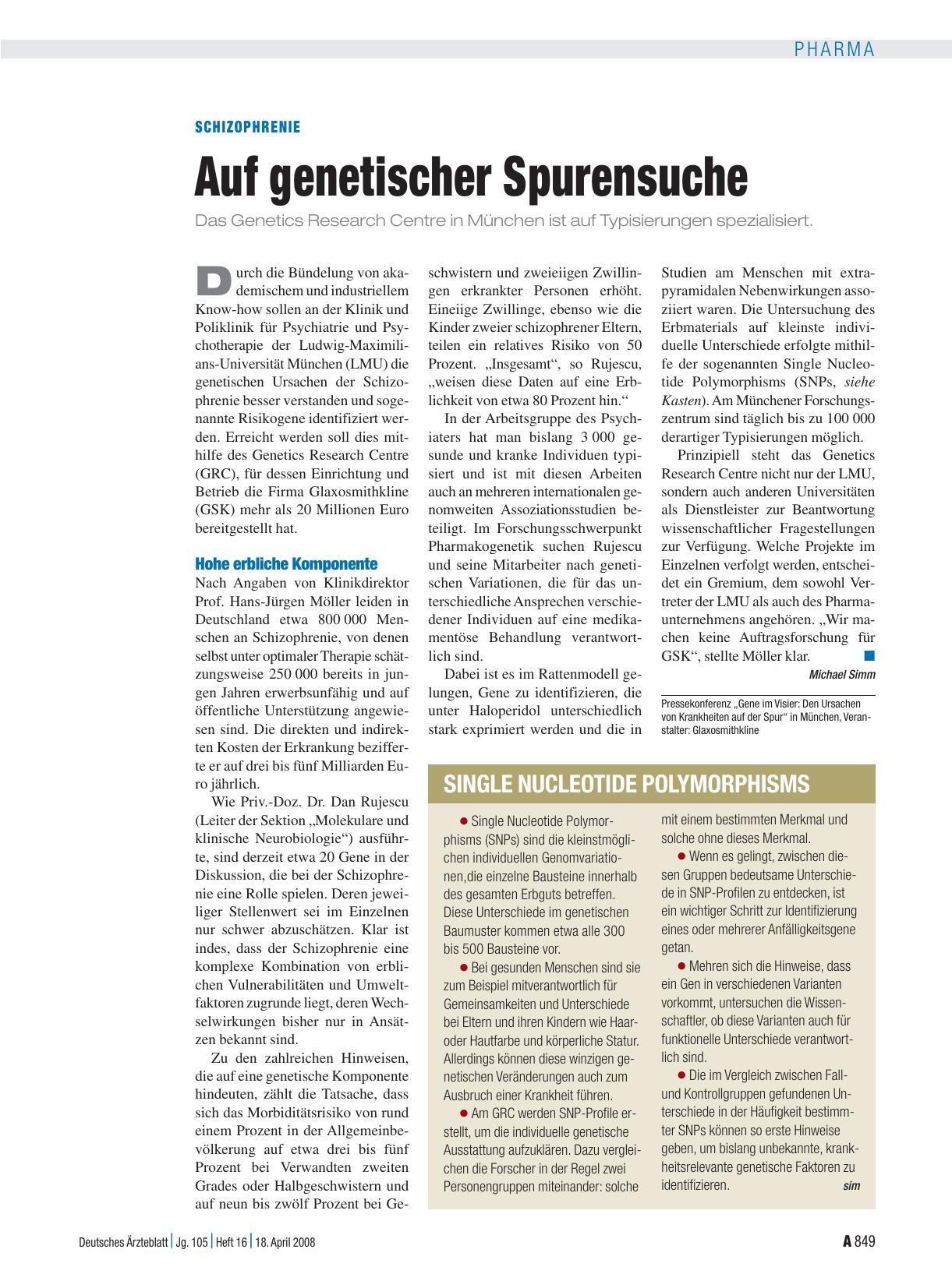 Vorschauseite 1: Schizophrenie: Auf genetischer Spurensuche