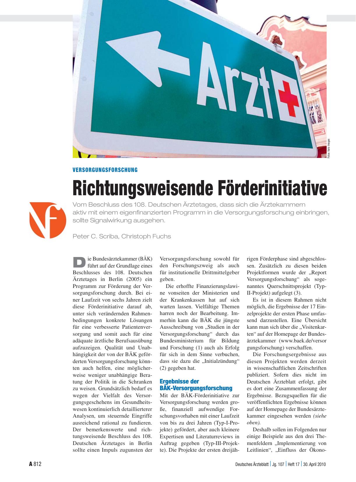 Vorschauseite 1: Versorgungsforschung: Richtungsweisende Förderinitiative