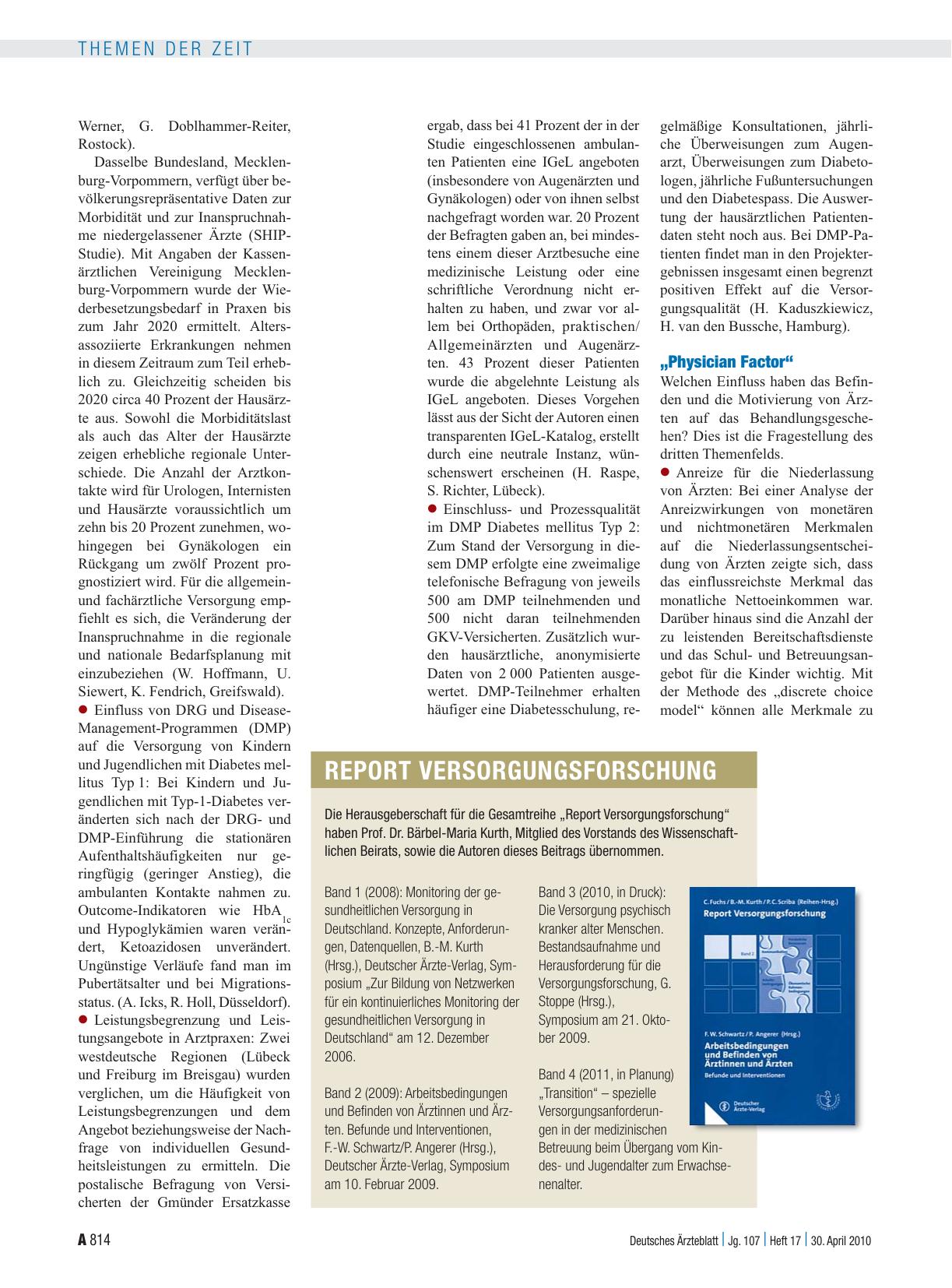 Vorschauseite 3: Versorgungsforschung: Richtungsweisende Förderinitiative