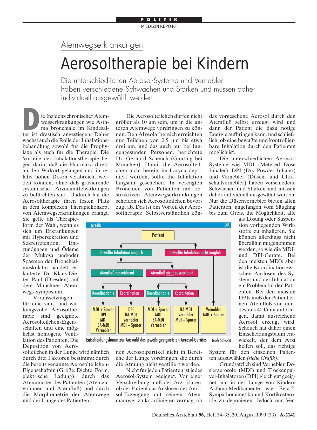 Vorschauseite 1: Atemwegserkrankungen: Aerosoltherapie bei Kindern