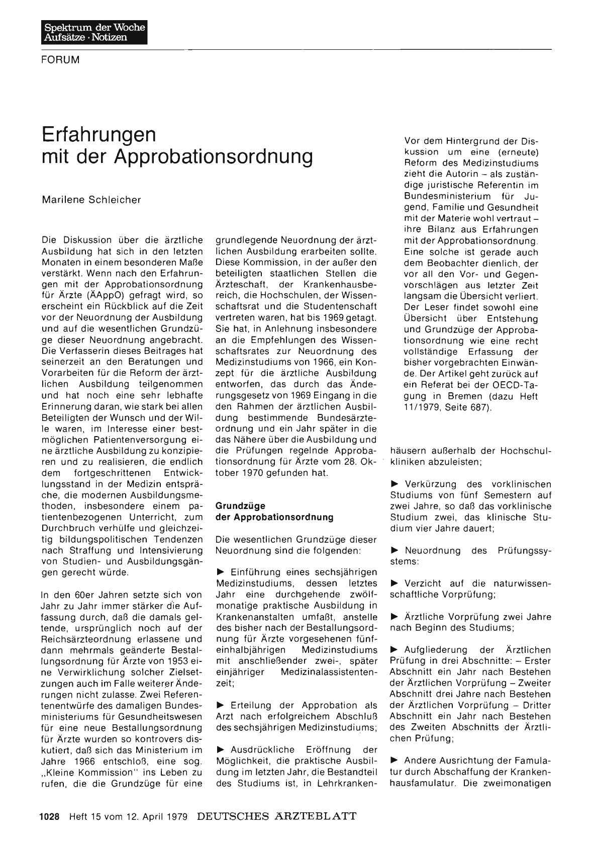 Vorschauseite 1: Erfahrungen mit der Approbationsordnung