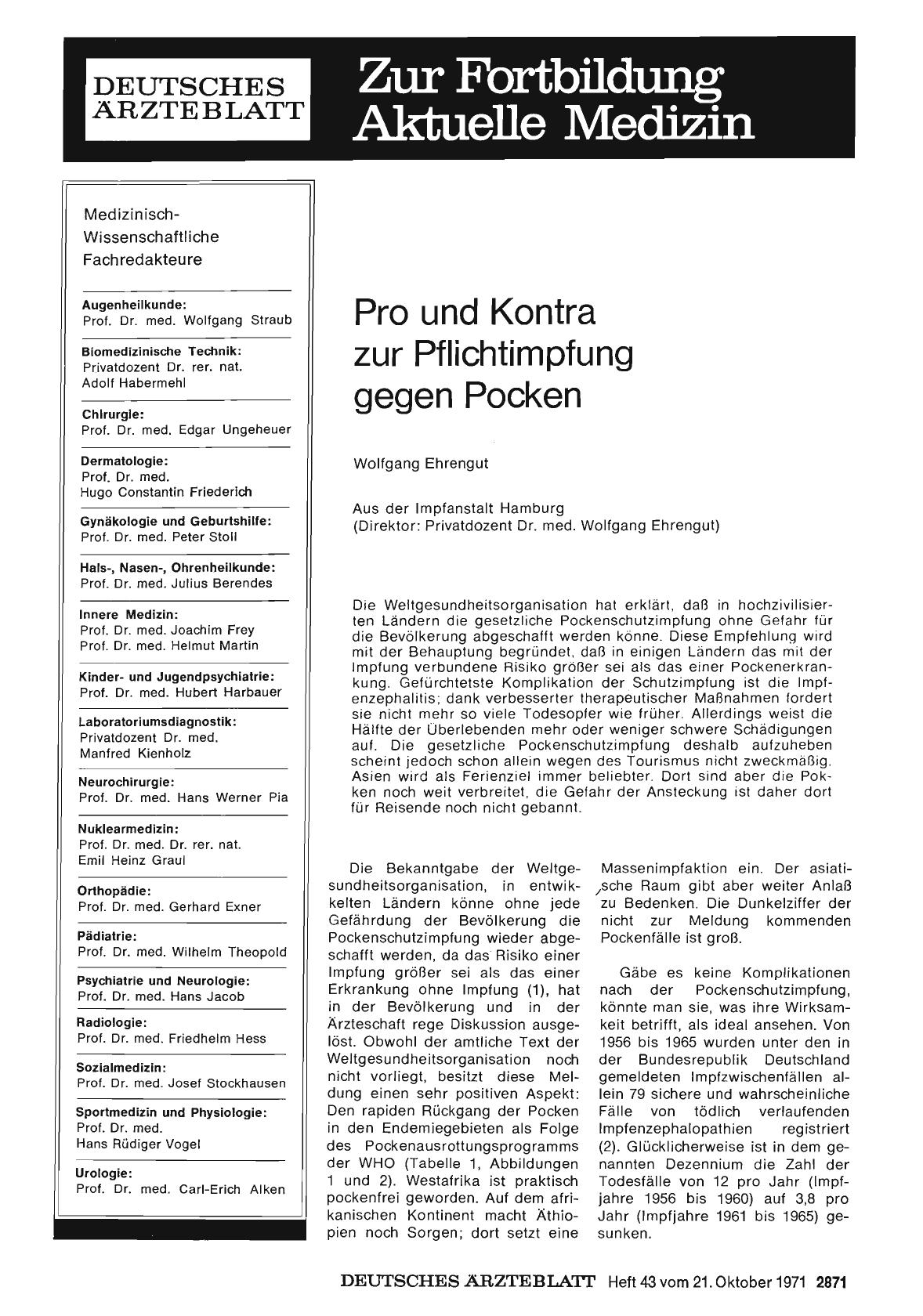 Vorschauseite 1: Pro und Kontra zur Pflichtimpfung gegen Pocken
