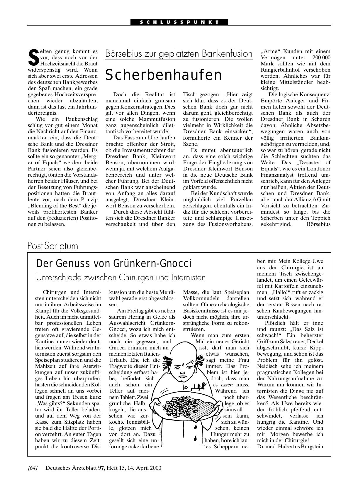Vorschauseite 1: Der Genuss von Grünkern-Gnocchi: Unterschiede zwischen Chirurgen und Internisten